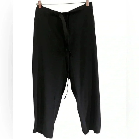 Athleta Pants - Athleta Womens Black Tuxedo Striped Drawstring Cropped Pants High Rise Pocket